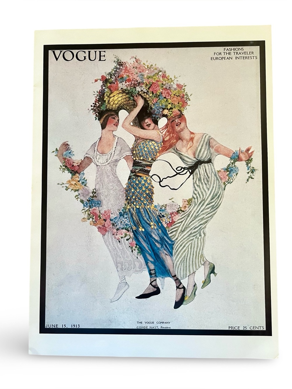 VTG 1975 Vogue Cover Poster Print June 1913 Sarah Stilwell Weber Art Nouveau